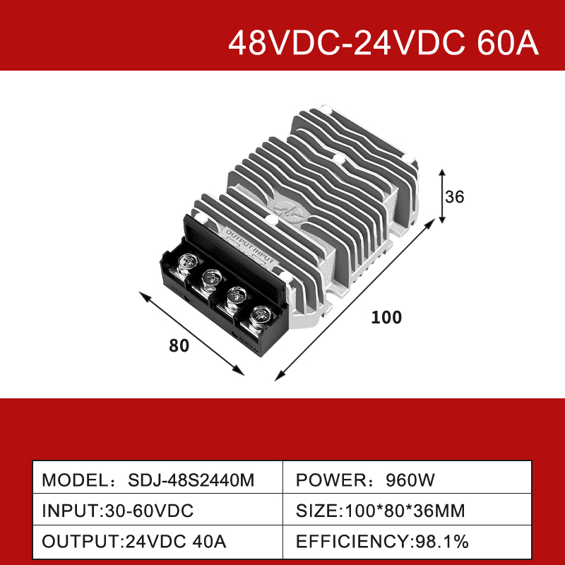 48V to 24V 3A to 85A Step Down DC/DC Converter IP68 Waterproof Power Supply For Solar System