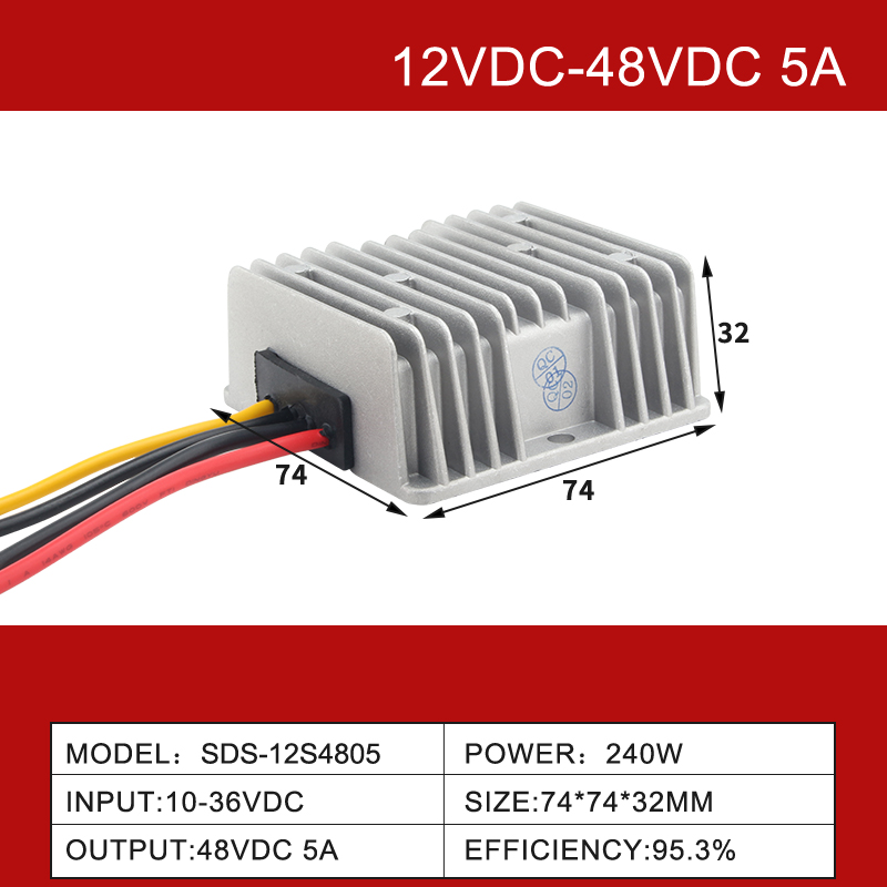 12V to 48V 1A to 20A Waterproof Boost DC-DC Power Supply Converter for Car