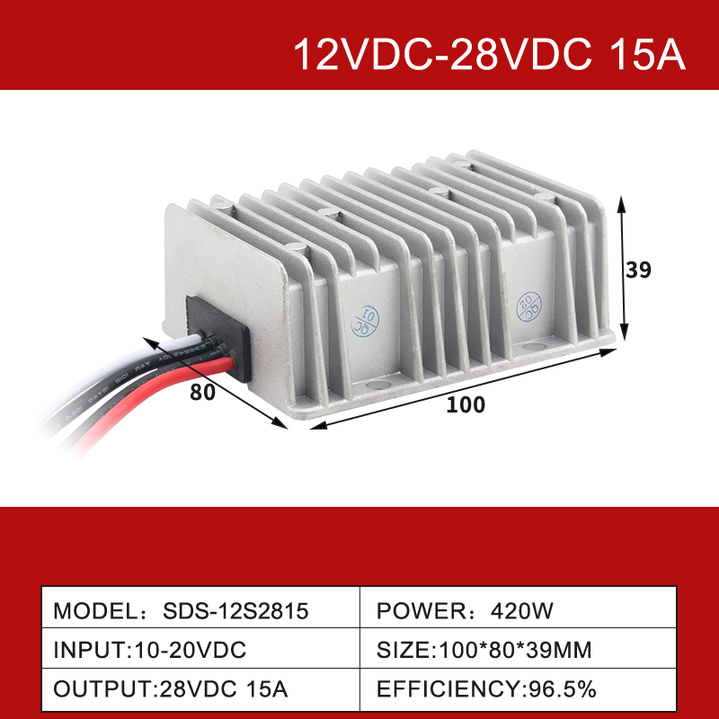 12VDC to 28VDC 3A to 40A Waterproof Non-isolated Single Output DC-DC Converter For Car