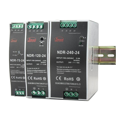 NDR Series 75W to 480W Single Output Din Rail Mounting Switching Power Supply