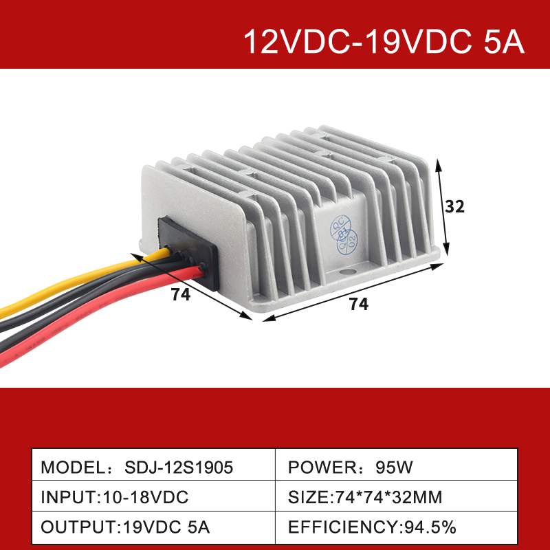 12V to 19VDC 3A to 30A Non-Isolated IP68 High Efficiency Waterproof DC-DC Converter 