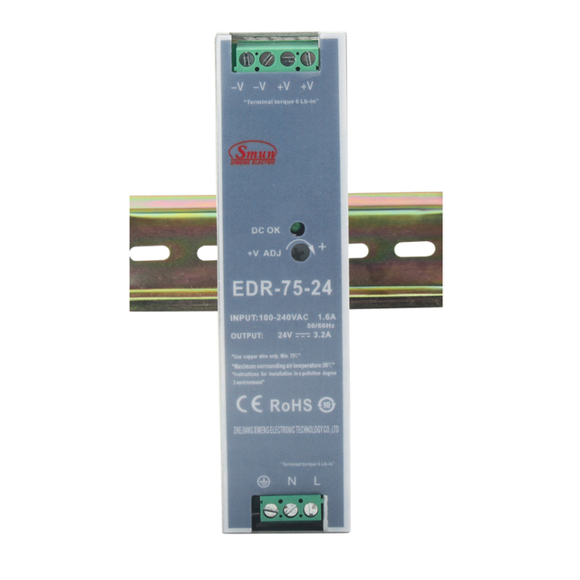 EDR Series 75W 120W 150W Economical Slim AC-DC Din Rail Switching Power Supply SMPS