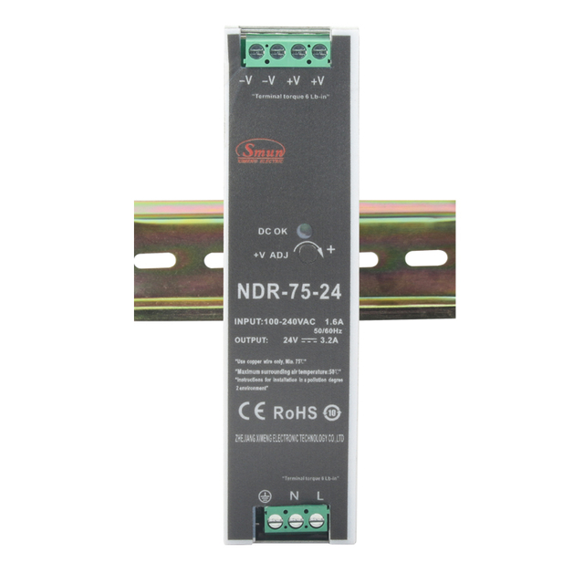 NDR Series 75W to 480W Single Output Din Rail Mounting Switching Power Supply