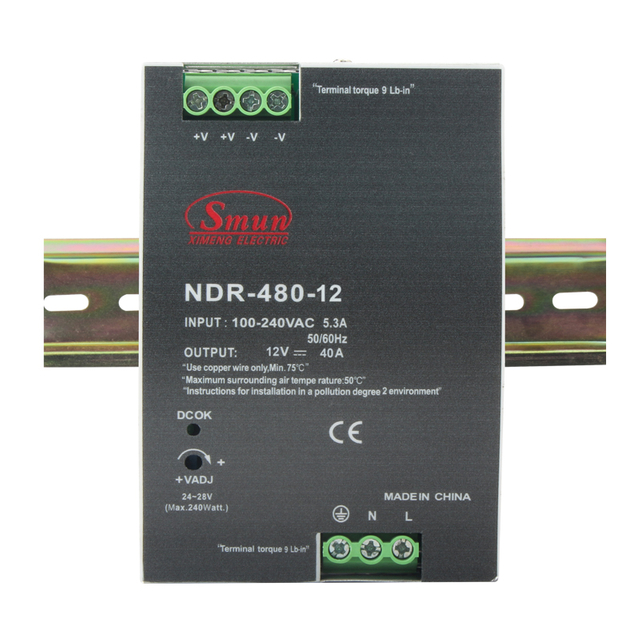 NDR-480 480W Din Rail Strømforsyning