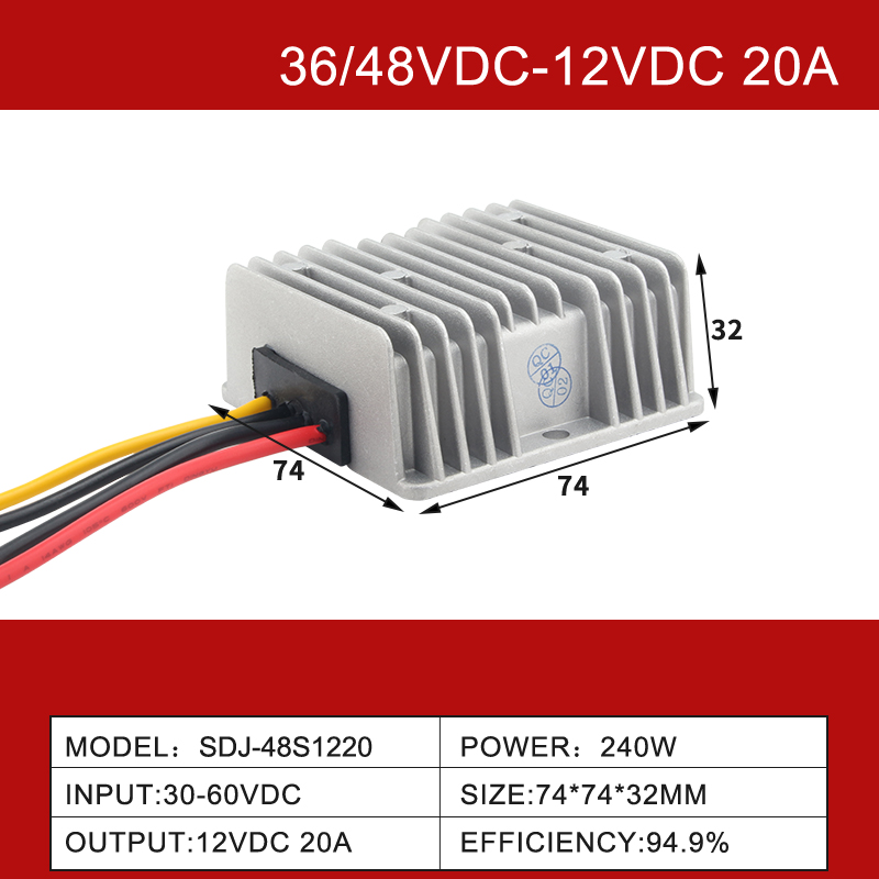 36V/48V to 12V 3A to 100A Step Down Buck DC DC Power Supply Converter for Electric Vehicle