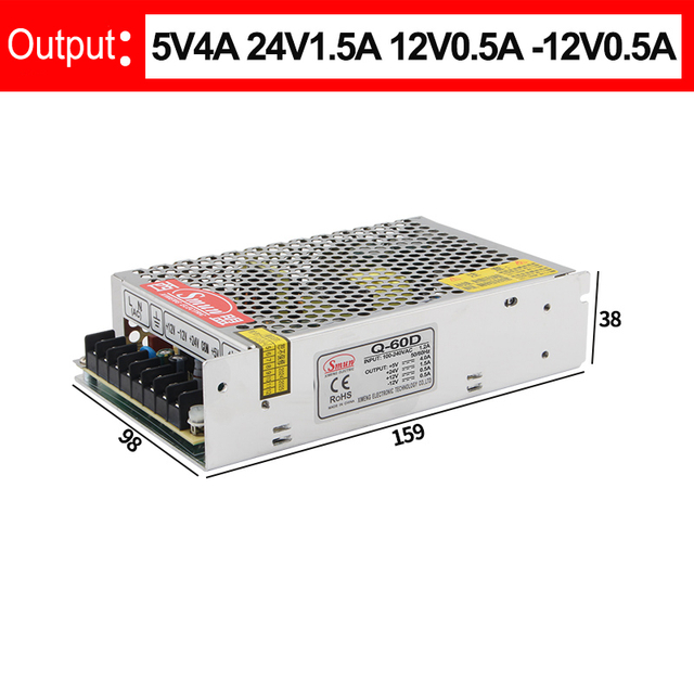 Q-60D 5V4A 12V1A 24V1A -12V1A Дөрвөн гаралттай шилжих тэжээлийн хангамж