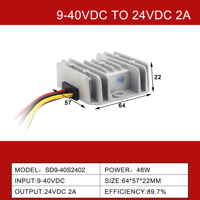 9-40V to 24V 2-30A Single Output Non-isolated DC-DC Boost Buck Car Converter