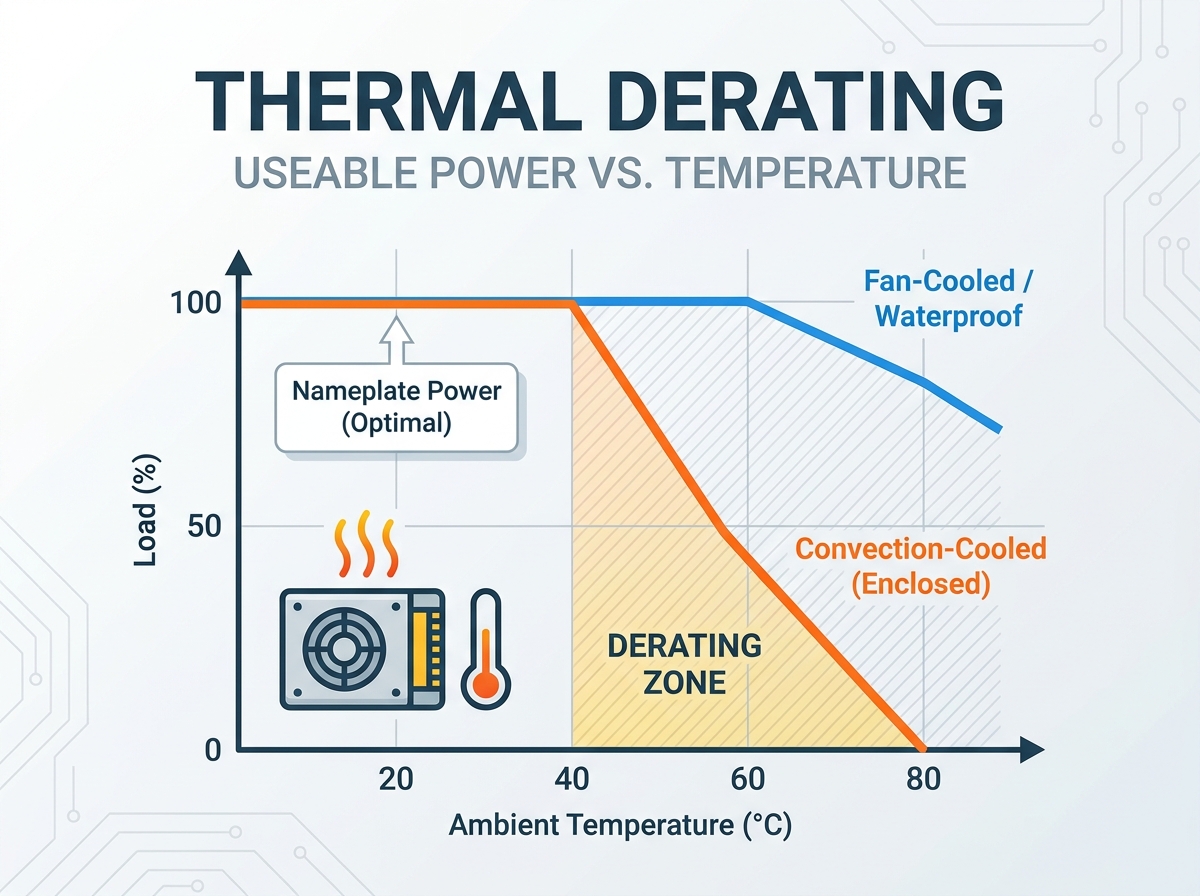Switching power supply thermal derating evaluation
